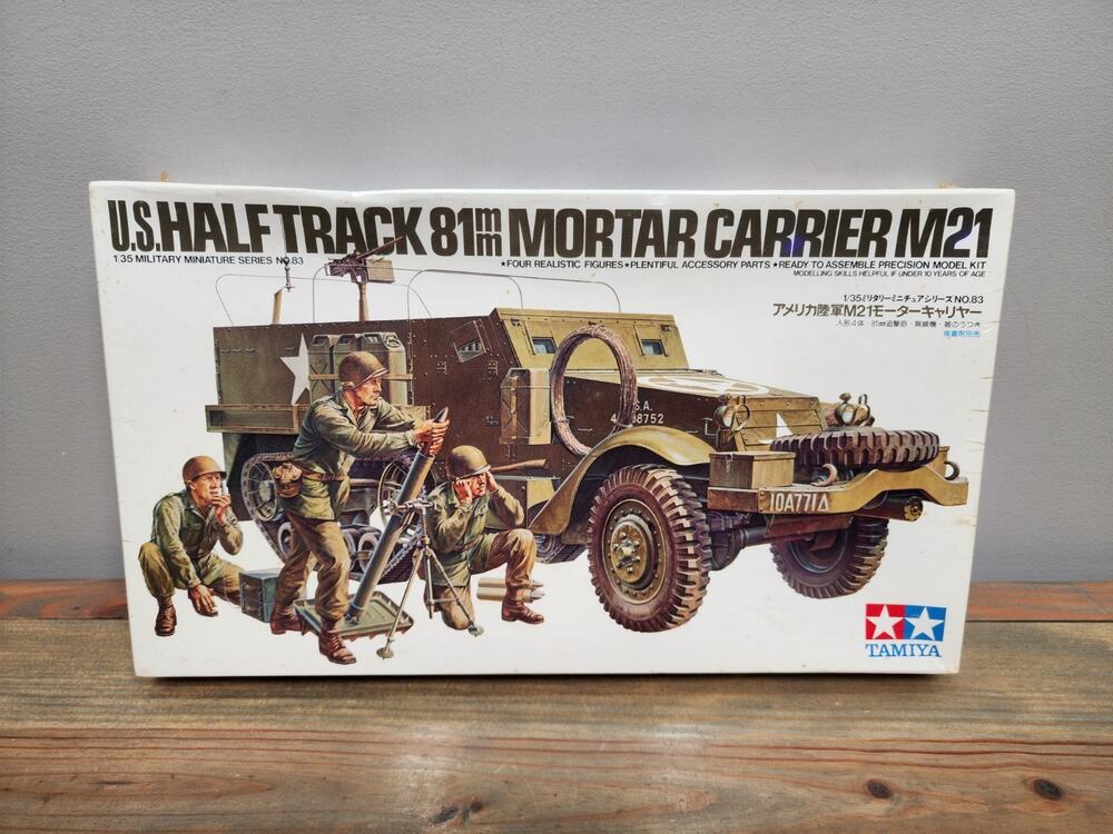 TAMIYA 1/35 No.83 U.S. HALF TRACK 81mm MORTAR CARRIER M21 Model kit # 35083